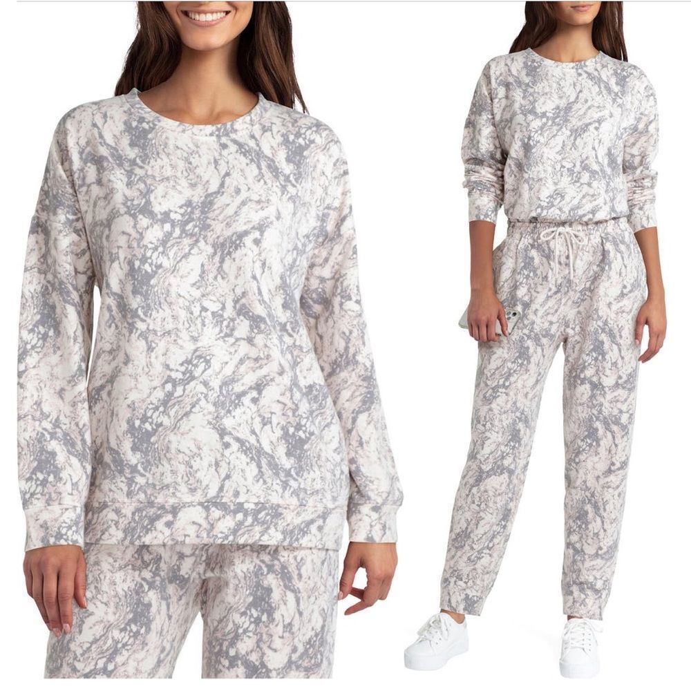 H HALSTON STUDIO Marbled Print Pullover Sweatshirt New with Tag!